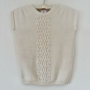 Hanna Andersson Ivory Sweater Vest Cable Fisherman Knit Cotton Wool Blend Size 8